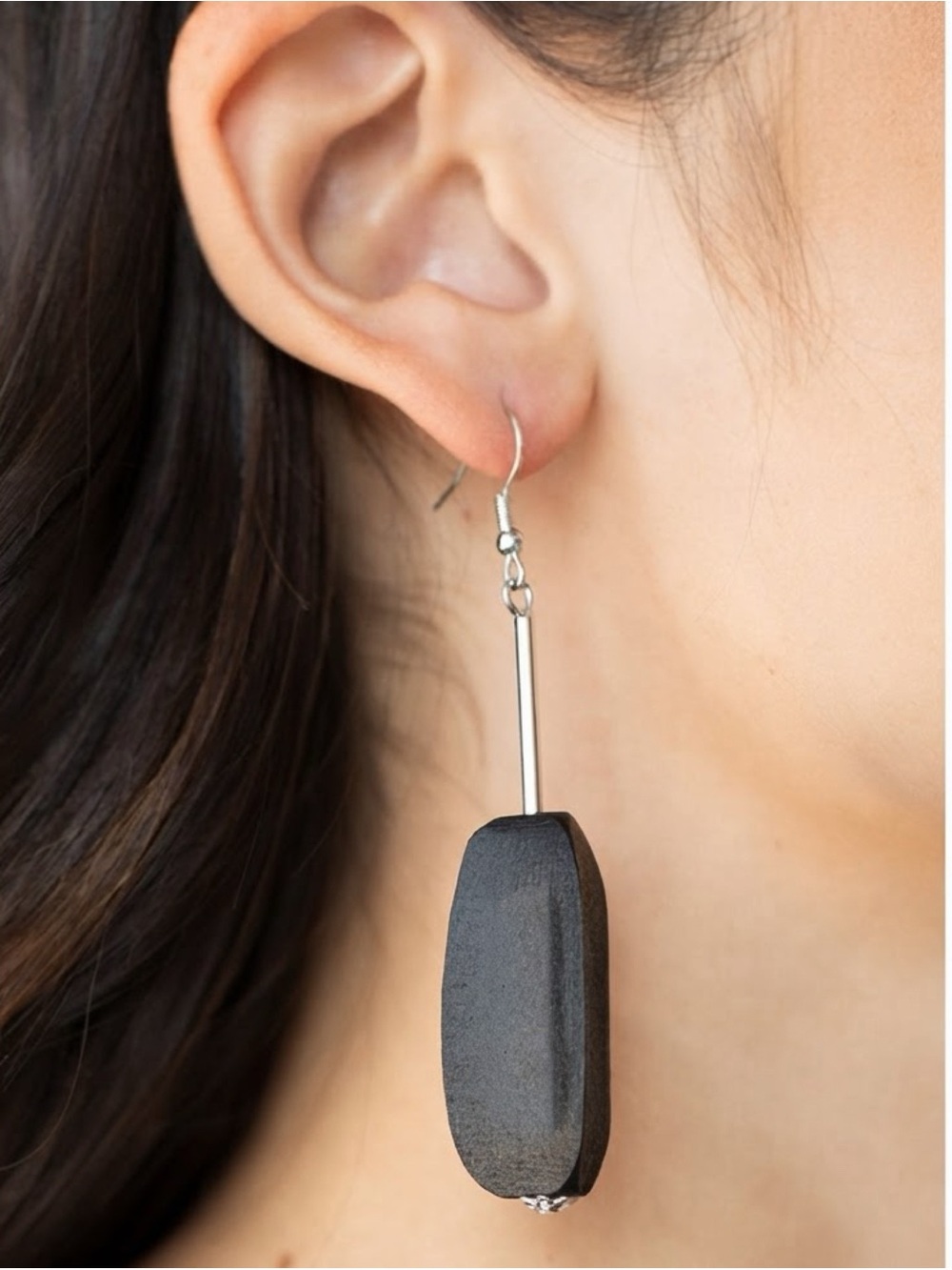 Minimalist Black wooden Drop Earrings